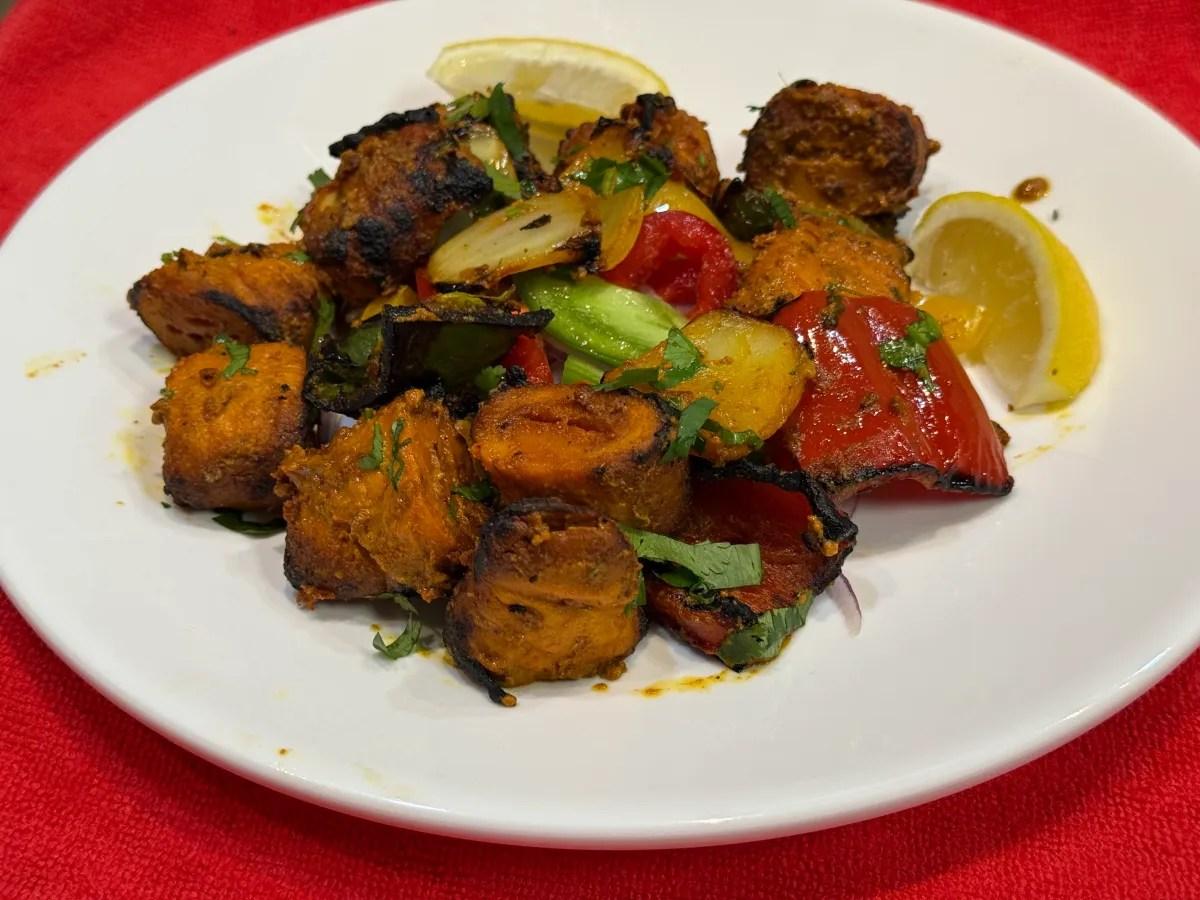 Achari Soya Chaap — tandoori soy chunks